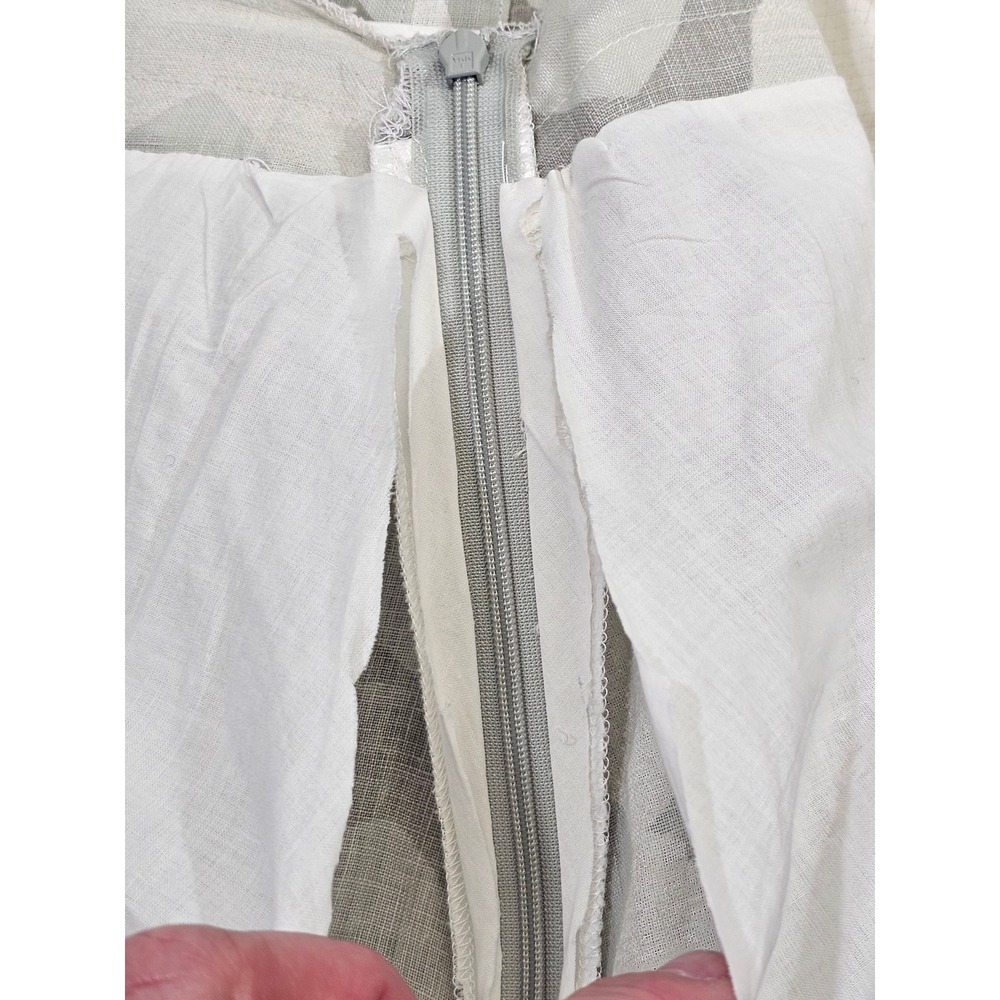 Sita Murt A-Line Skirt Women 42 Grey White Linen Cotton Satin Trim Spain Boho - Picture 4 of 11